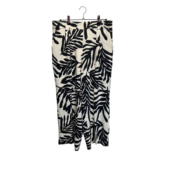 Rachel Zoe Black & White Tropical Leaf Print Cropped Pants Size M - Picture 1 of 6